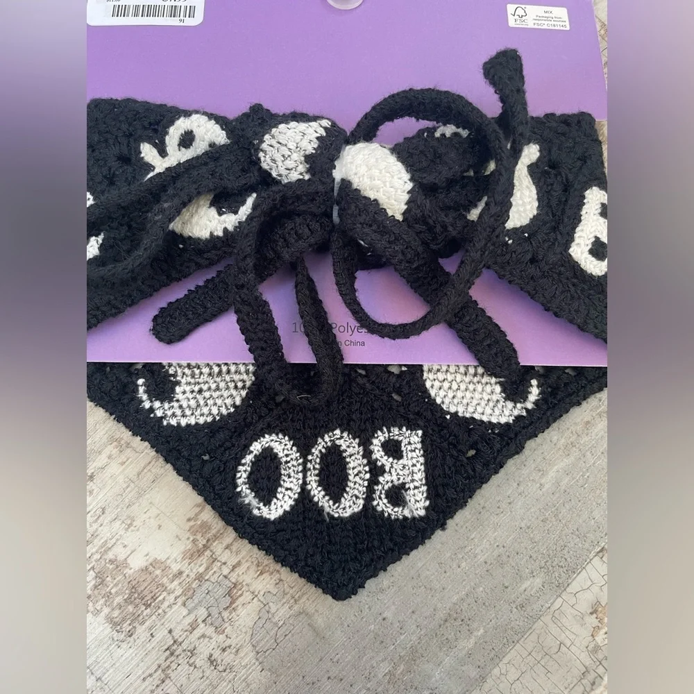 NWT Piper K Crochet Ghosts and Boo Halloween Head Bandana